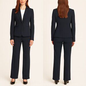 Roz & Ali Womens Black Straight-Leg Stretch Pants Pull On Size 8 Business Casual